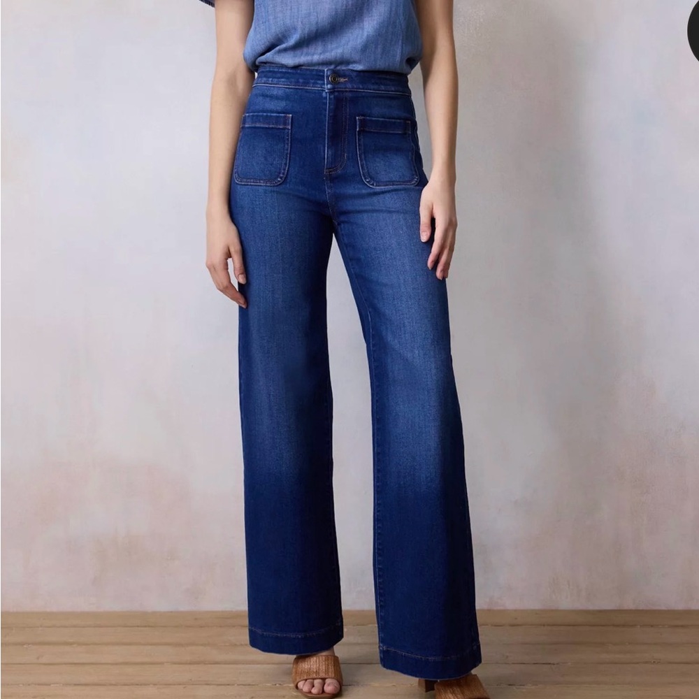 LC Lauren Conrad high waisted Dark Blue wide Leg Jeans NWOT’s
